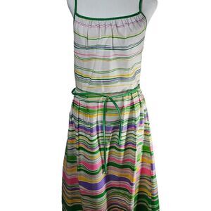 Vintage 70s Poppy By Lanz Dress Womens Size M Pink Green Fit Flare Patio